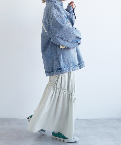 w closet（ダブルクローゼット）の「ドロストギャザースカート（スカート・レディース・オフホワイト/ブルー/ミント・FREE）」の16枚目の写真