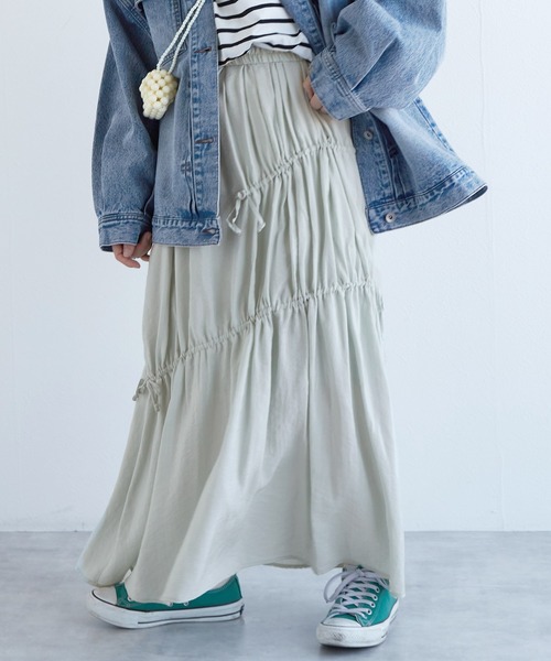 w closet（ダブルクローゼット）の「ドロストギャザースカート（スカート・レディース・オフホワイト/ブルー/ミント・FREE）」の18枚目の写真