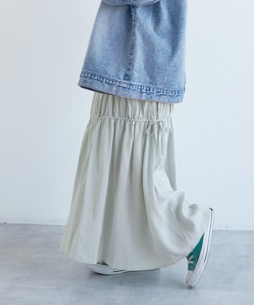 w closet（ダブルクローゼット）の「ドロストギャザースカート（スカート・レディース・オフホワイト/ブルー/ミント・FREE）」の19枚目の写真