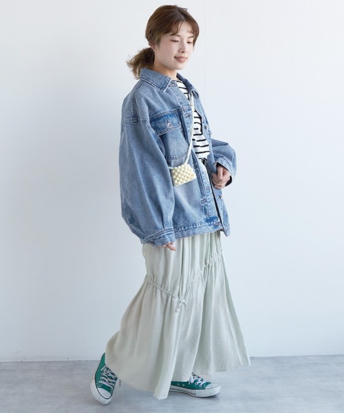 w closet（ダブルクローゼット）の「ドロストギャザースカート（スカート・レディース・オフホワイト/ブルー/ミント・FREE）」の20枚目の写真