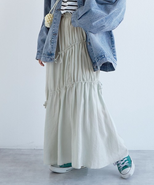 w closet（ダブルクローゼット）の「ドロストギャザースカート（スカート・レディース・オフホワイト/ブルー/ミント・FREE）」の21枚目の写真