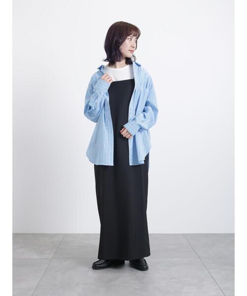 Samansa Mos2 blue(サマンサモスモスブルー)の「ストライプビッグシャツ(シャツ/ブラウス・レディース・グレー/ピンク/ブルー・フリ-)」の11枚目の写真