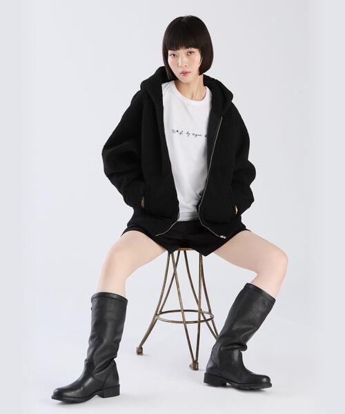 To b by agnes b トゥービーバイアニエスベー長袖Tシャツ　38 黒 シアーロングTシャツ ｜To b. by agnès b.（トゥービー バイ