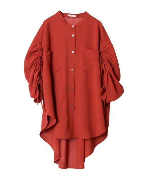 【レッド】ギャザースリーブブラウス styling/（スタイリング）の「【販路限定カラーあり】【セットアップ