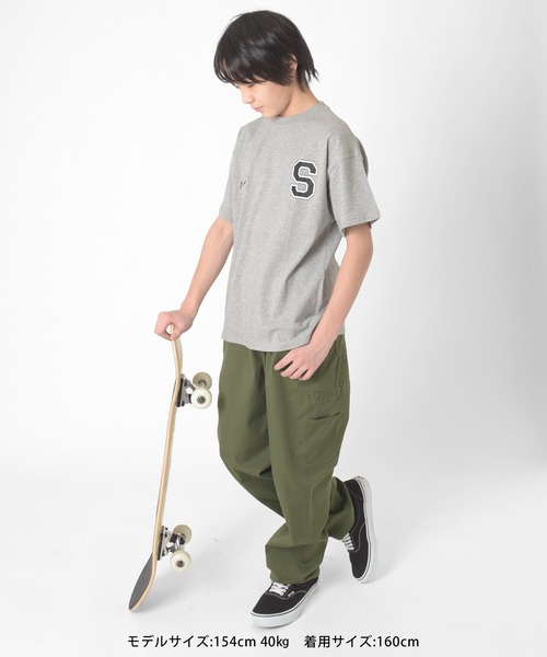 GLAZOS（グラソス）の「【大人向けサイズあり】【ラクパン】[ワイドテーパード]TCカラーツイル・ペインターパンツ（その他パンツ・キッズ・カーキ/ブラック/グレー/ブルー/ベージュ・170cm/160cm/140cm/130cm/150cm）」の13枚目の写真