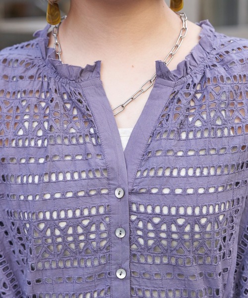 CIAOPANIC（チャオパニック）の「【Aguni/アグニ】エンブロイダリーVネックワンピース（ワンピース・レディース・チャコールグレー/パープル・FREE）」の12枚目の写真