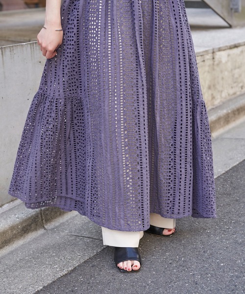 CIAOPANIC（チャオパニック）の「【Aguni/アグニ】エンブロイダリーVネックワンピース（ワンピース・レディース・チャコールグレー/パープル・FREE）」の14枚目の写真