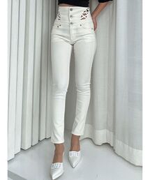 GYDA | H/Wボタン カーブレースアップスキニーパンツ(デニムパンツ)