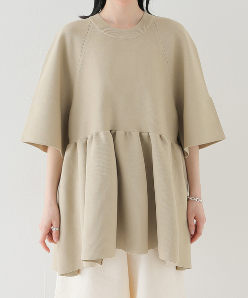 SLOBE IENA（スローブイエナ）の「【CLANE/クラネ】バルーンギャザーニット（ニット/セーター・レディース・ベージュ/ブラック・FREE）」の12枚目の写真