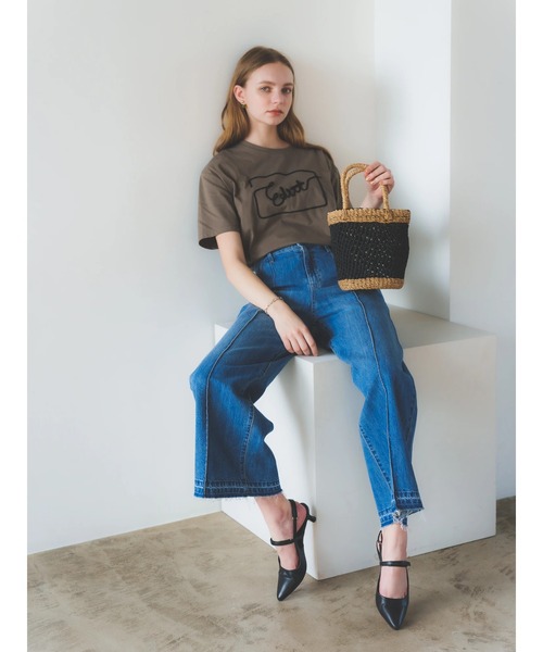 Editt by YECCA VECCA（エディットバイイェッカヴェッカ）の「綿麻バギーデニムパンツ（デニムパンツ・レディース・インディゴブルー/ライトインディゴブルー・M/S）」の3枚目の写真