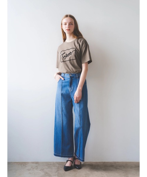 Editt by YECCA VECCA（エディットバイイェッカヴェッカ）の「綿麻バギーデニムパンツ（デニムパンツ・レディース・インディゴブルー/ライトインディゴブルー・M/S）」の6枚目の写真