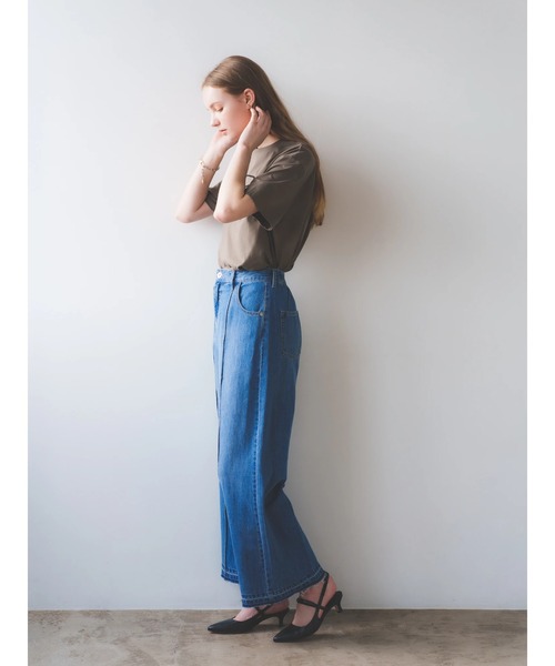 Editt by YECCA VECCA（エディットバイイェッカヴェッカ）の「綿麻バギーデニムパンツ（デニムパンツ・レディース・インディゴブルー/ライトインディゴブルー・M/S）」の8枚目の写真