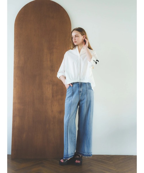 Editt by YECCA VECCA（エディットバイイェッカヴェッカ）の「綿麻バギーデニムパンツ（デニムパンツ・レディース・インディゴブルー/ライトインディゴブルー・M/S）」の11枚目の写真