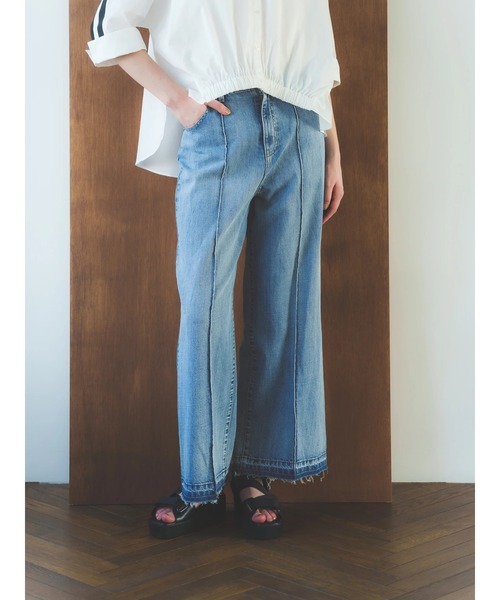 Editt by YECCA VECCA（エディットバイイェッカヴェッカ）の「綿麻バギーデニムパンツ（デニムパンツ・レディース・インディゴブルー/ライトインディゴブルー・M/S）」の17枚目の写真