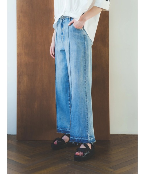 Editt by YECCA VECCA（エディットバイイェッカヴェッカ）の「綿麻バギーデニムパンツ（デニムパンツ・レディース・インディゴブルー/ライトインディゴブルー・M/S）」の18枚目の写真