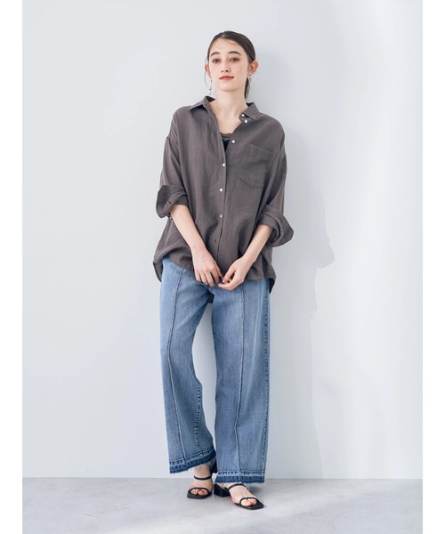 Editt by YECCA VECCA（エディットバイイェッカヴェッカ）の「綿麻バギーデニムパンツ（デニムパンツ・レディース・インディゴブルー/ライトインディゴブルー・M/S）」の22枚目の写真