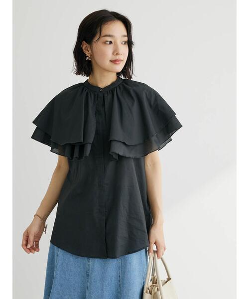 KBF（ケイビーエフ）の「KBF フリルブラウス（シャツ/ブラウス・レディース・チャコールグレー/アイボリー・FREE）」の14枚目の写真