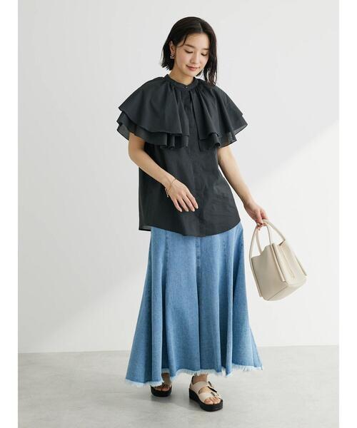 KBF（ケイビーエフ）の「KBF フリルブラウス（シャツ/ブラウス・レディース・チャコールグレー/アイボリー・FREE）」の10枚目の写真