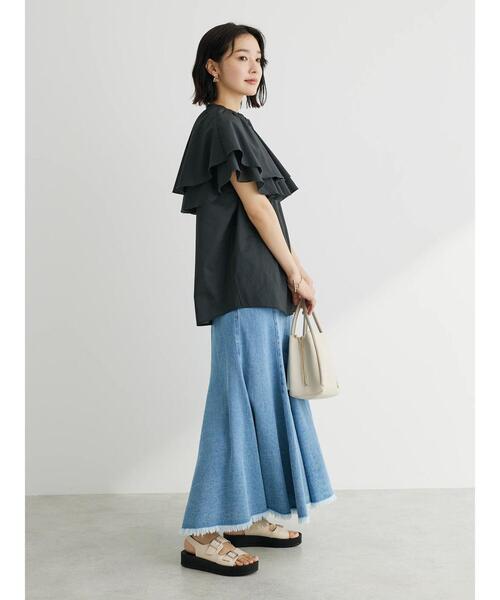 KBF（ケイビーエフ）の「KBF フリルブラウス（シャツ/ブラウス・レディース・チャコールグレー/アイボリー・FREE）」の11枚目の写真