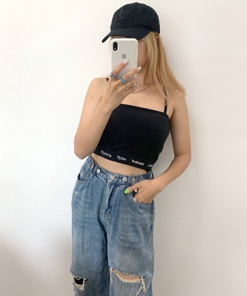 non-hedge（ノンヘッジ）の「ボタンダメージワイドパンツ（デニムパンツ・レディース・グレー/ブルー・M）」の8枚目の写真