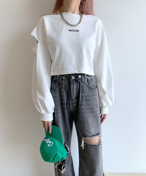 non-hedge（ノンヘッジ）の「ボタンダメージワイドパンツ（デニムパンツ・レディース・グレー/ブルー・M）」の14枚目の写真