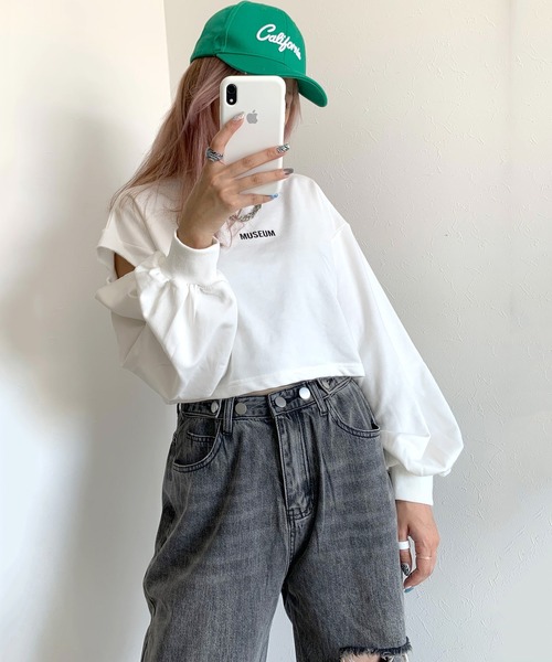 non-hedge（ノンヘッジ）の「ボタンダメージワイドパンツ（デニムパンツ・レディース・グレー/ブルー・M）」の17枚目の写真