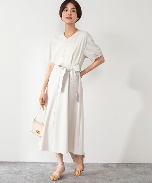 NOLLEY’S（ノーリーズ）の「ウォッシャブルリネンライク5分袖ワンピース（ワンピース・レディース・ベージュ/ピンク/ネイビー・38/36）」の5枚目の写真