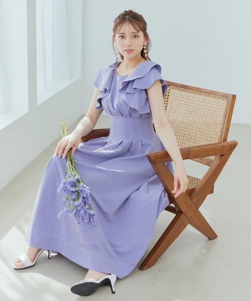 WILLSELECTION（ウィルセレクション）の「ウエストタックフリルワンピース（ワンピース・レディース・ブラック系その他5/ラベンダー/ブルー・MEDIUM）」の3枚目の写真