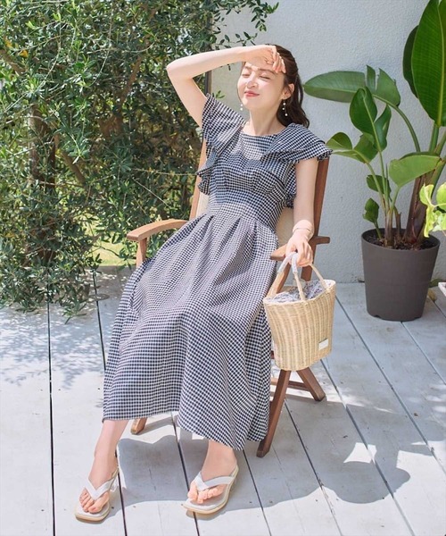 WILLSELECTION（ウィルセレクション）の「ウエストタックフリルワンピース（ワンピース・レディース・ブラック系その他5/ラベンダー/ブルー・MEDIUM）」の2枚目の写真