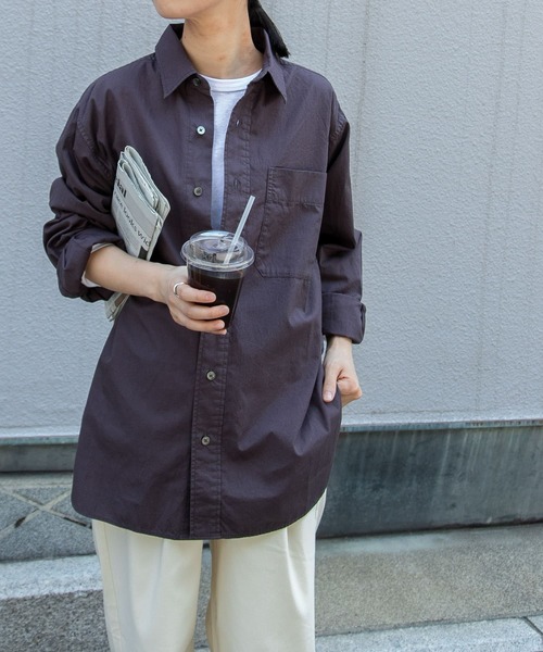 FORK&SPOON（フォークアンドスプーン）の「FORK&SPOON　ガーメントダイR/Cシャツ（シャツ/ブラウス・レディース・チャコールグレー/ベージュ・1）」の17枚目の写真