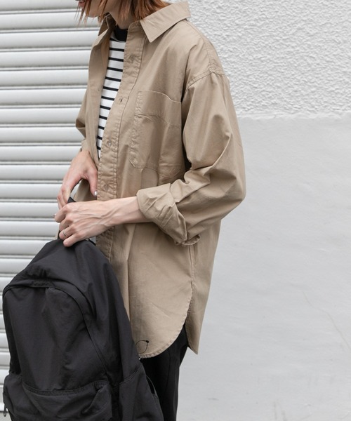 FORK&SPOON（フォークアンドスプーン）の「FORK&SPOON　ガーメントダイR/Cシャツ（シャツ/ブラウス・レディース・チャコールグレー/ベージュ・1）」の7枚目の写真