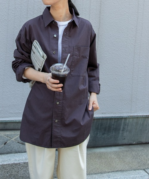 FORK&SPOON（フォークアンドスプーン）の「FORK&SPOON　ガーメントダイR/Cシャツ（シャツ/ブラウス・レディース・チャコールグレー/ベージュ・1）」の14枚目の写真