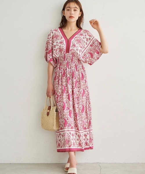 Edit Sheen（エディットシーン）の「エスニック柄ワンピース（ワンピース・レディース・ピンク/ブルー・M）」の3枚目の写真