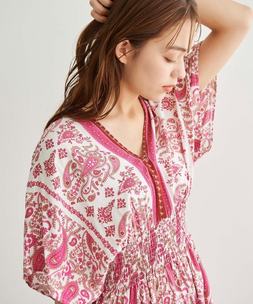 Edit Sheen（エディットシーン）の「エスニック柄ワンピース（ワンピース・レディース・ピンク/ブルー・M）」の7枚目の写真