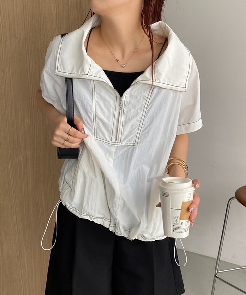 CAPRICIEUX LE'MAGE(カプリシューレマージュ)の「半袖アノラックシャツ(Tシャツ/カットソー・レディース・ホワイト/ベージュ・FREE)」の12枚目の写真
