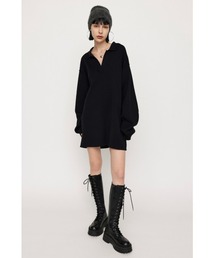 SLY | COLLAR KNIT S/OP カラー ニット ショートワンピース ミニワンピース(ワンピース)