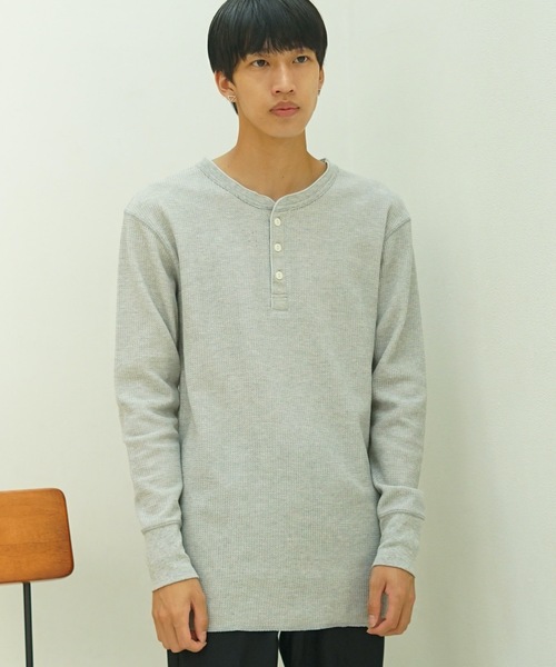 JEMORGAN(ジェーイーモーガン)の「【JEMORGAN/ジェーイーモーガン】ワッフルヘンリーネックロンT(Tシャツ/カットソー・メンズ・ホワイト/アイボリー/ブラック/杢グレー/ネイビー/カーキ・X-LARGE/MEDIUM/LARGE)」の4枚目の写真