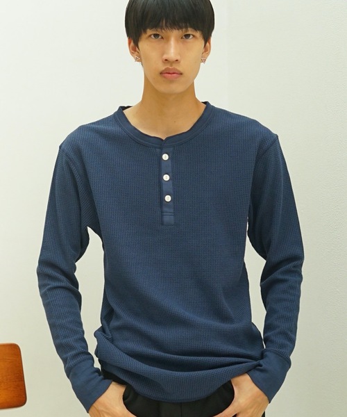 JEMORGAN(ジェーイーモーガン)の「【JEMORGAN/ジェーイーモーガン】ワッフルヘンリーネックロンT(Tシャツ/カットソー・メンズ・ホワイト/アイボリー/ブラック/杢グレー/ネイビー/カーキ・X-LARGE/MEDIUM/LARGE)」の6枚目の写真
