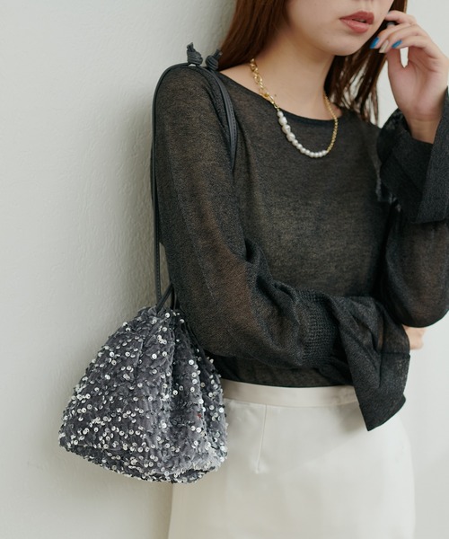 natural couture（ナチュラルクチュール）の「メタリックマルチミニショルダーバッグ（ショルダーバッグ・レディース・シルバー/ブラック・FREE）」の2枚目の写真