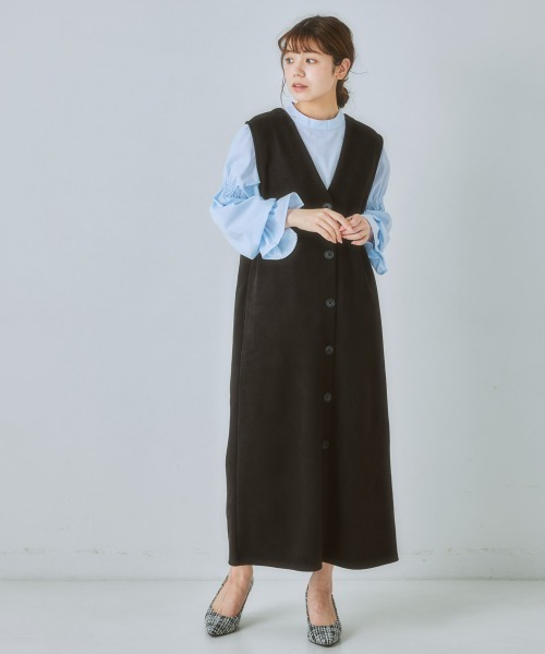 nissen（ニッセン）の「3WAYスエード調ジャンパースカート（ジャンパースカート・レディース・ブラック/モカ/キナリ/カーキ・LL/L/M/S）」の7枚目の写真