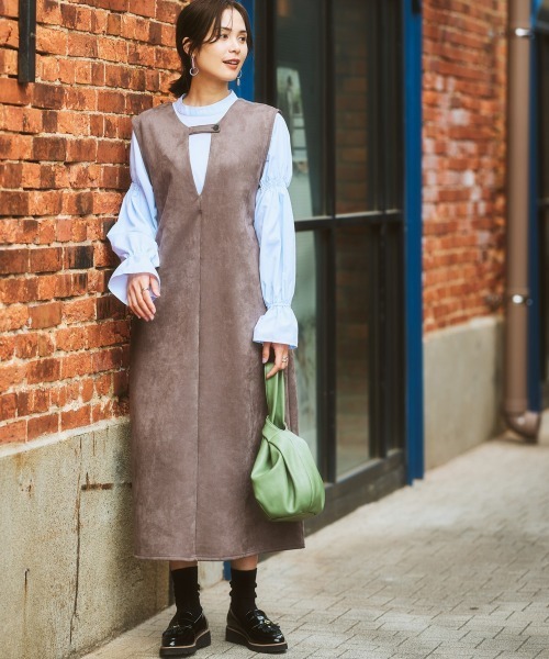 nissen（ニッセン）の「3WAYスエード調ジャンパースカート（ジャンパースカート・レディース・ブラック/モカ/キナリ/カーキ・LL/L/M/S）」の8枚目の写真