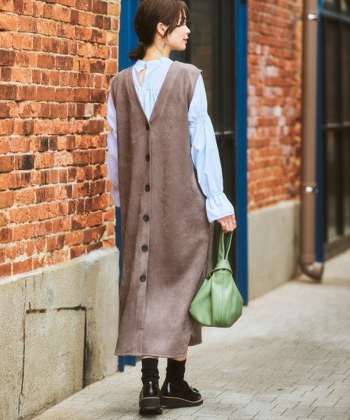 nissen（ニッセン）の「3WAYスエード調ジャンパースカート（ジャンパースカート・レディース・ブラック/モカ/キナリ/カーキ・LL/L/M/S）」の11枚目の写真