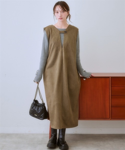 nissen（ニッセン）の「3WAYスエード調ジャンパースカート（ジャンパースカート・レディース・ブラック/モカ/キナリ/カーキ・LL/L/M/S）」の17枚目の写真