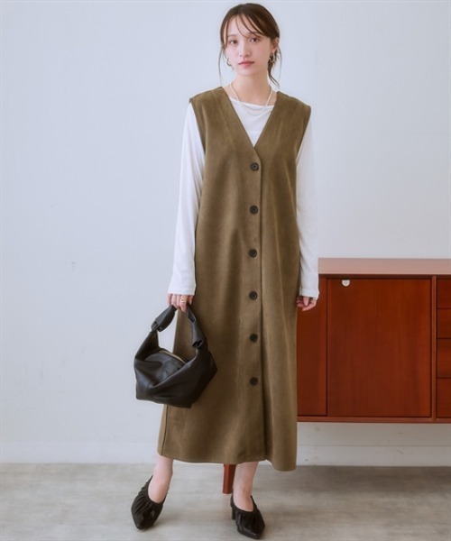 nissen（ニッセン）の「3WAYスエード調ジャンパースカート（ジャンパースカート・レディース・ブラック/モカ/キナリ/カーキ・LL/L/M/S）」の18枚目の写真