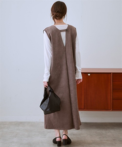 nissen（ニッセン）の「3WAYスエード調ジャンパースカート（ジャンパースカート・レディース・ブラック/モカ/キナリ/カーキ・LL/L/M/S）」の13枚目の写真