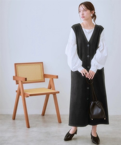 nissen（ニッセン）の「3WAYスエード調ジャンパースカート（ジャンパースカート・レディース・ブラック/モカ/キナリ/カーキ・LL/L/M/S）」の22枚目の写真