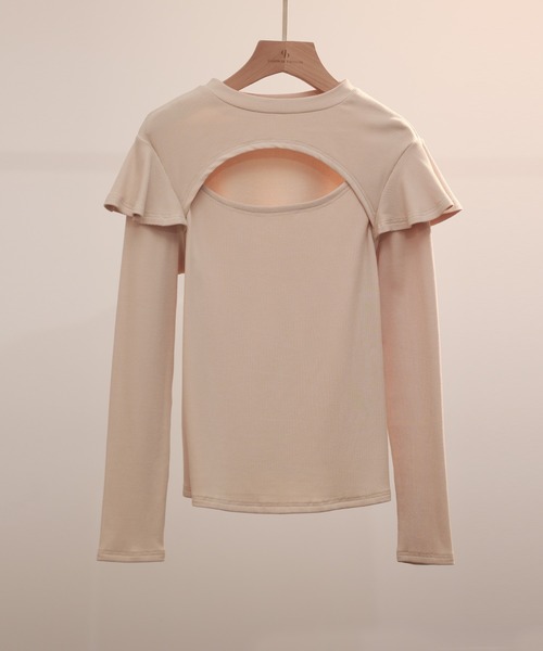 SAISON DE PAPILLON(セゾンドパピヨン)の「フロントカットアウトカットソートップス(Tシャツ/カットソー・レディース・ベージュ/ラベンダー/ブラック・S/L/M)」の16枚目の写真