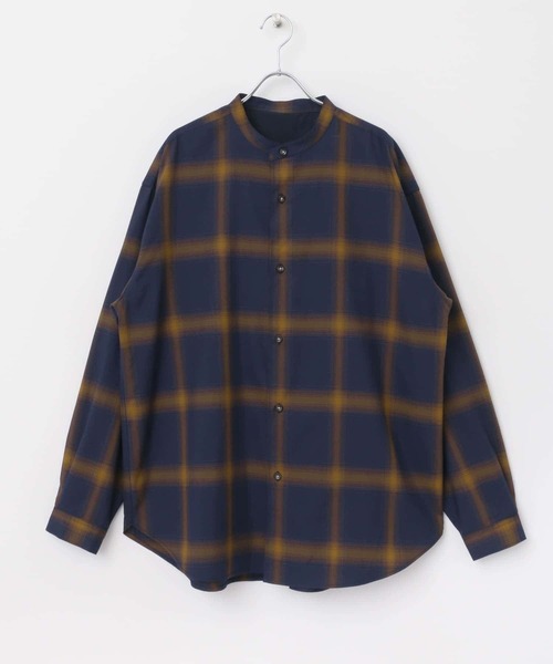 FORK&SPOON（フォークアンドスプーン）の「FORK&SPOON　TRチェックバンドカラーシャツ（シャツ/ブラウス・メンズ・グレー系その他/ネイビー・5/4）」の2枚目の写真