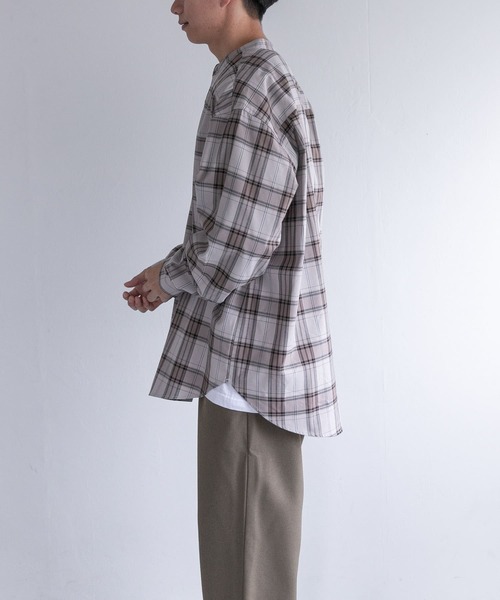 FORK&SPOON（フォークアンドスプーン）の「FORK&SPOON　TRチェックバンドカラーシャツ（シャツ/ブラウス・メンズ・グレー系その他/ネイビー・5/4）」の5枚目の写真