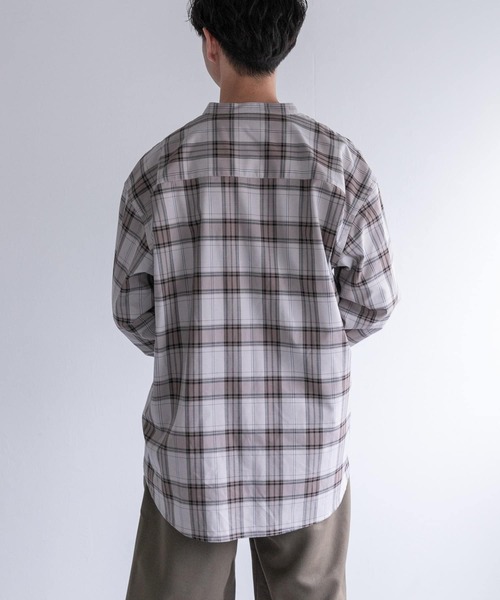 FORK&SPOON（フォークアンドスプーン）の「FORK&SPOON　TRチェックバンドカラーシャツ（シャツ/ブラウス・メンズ・グレー系その他/ネイビー・5/4）」の6枚目の写真